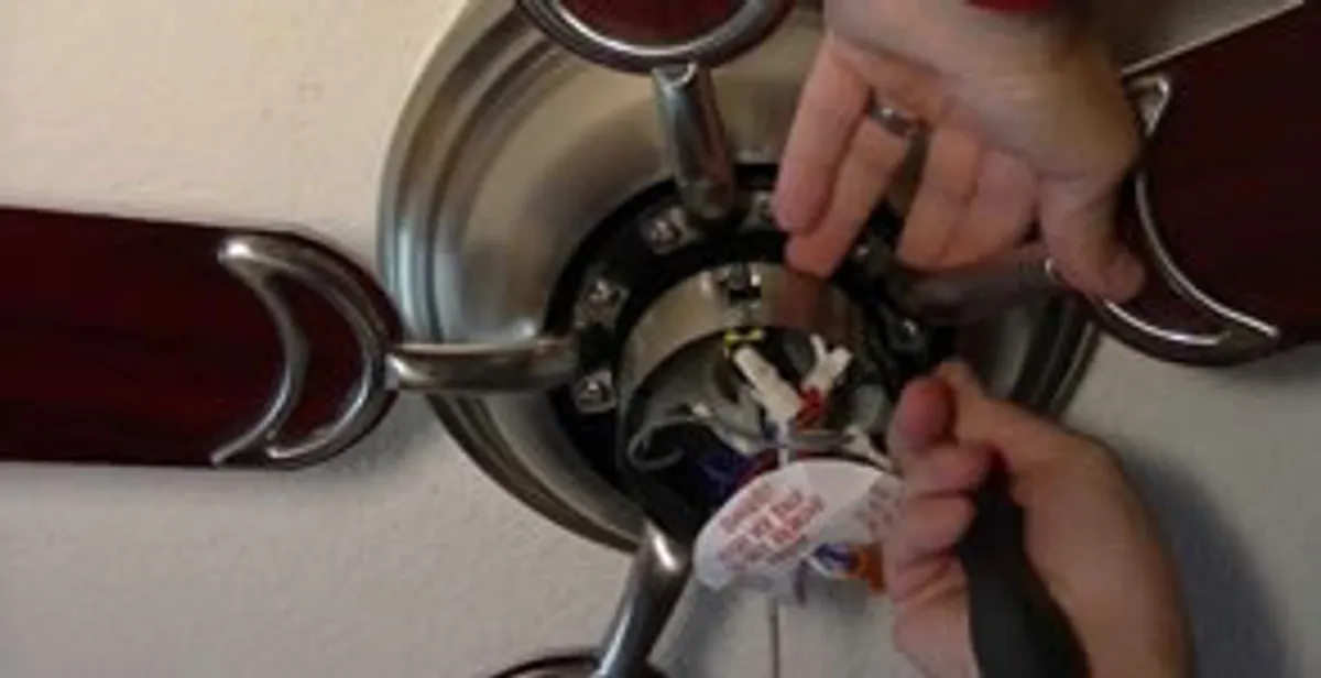 Ceiling fan installation with electrical wiring and mounting by professional electrician in Myrtle Beach, SC