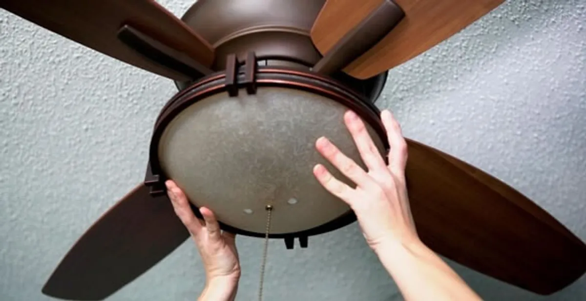 Ceiling fan repair and reinstallation on ceiling mount in Myrtle Beach, SC
