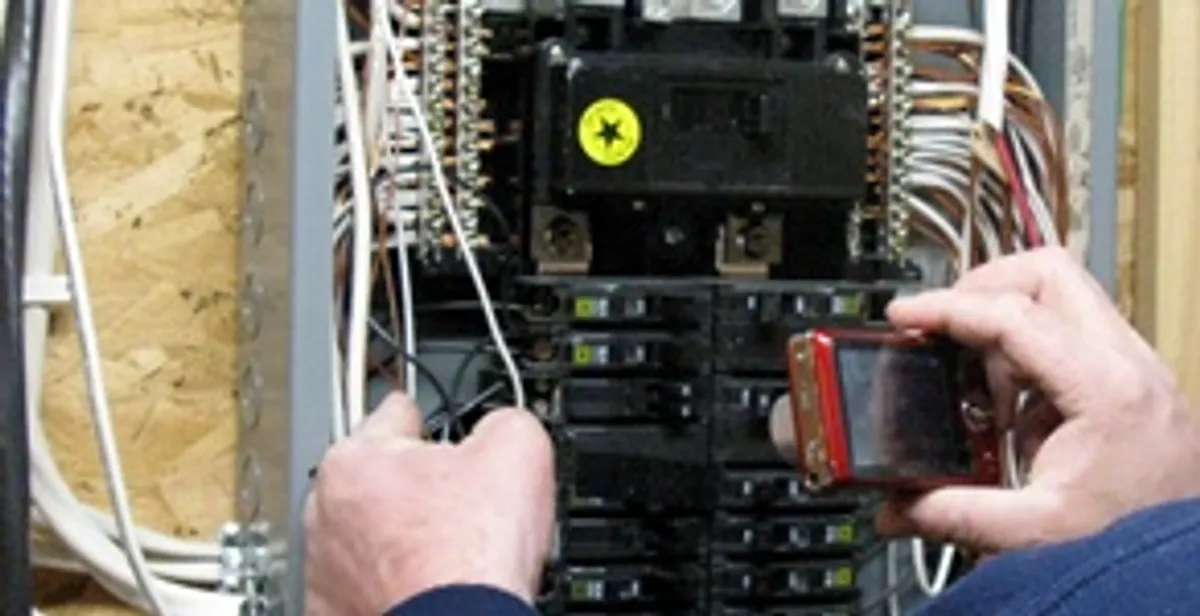 Home electrical inspection of circuit breaker panel by licensed electrician in Myrtle Beach, SC